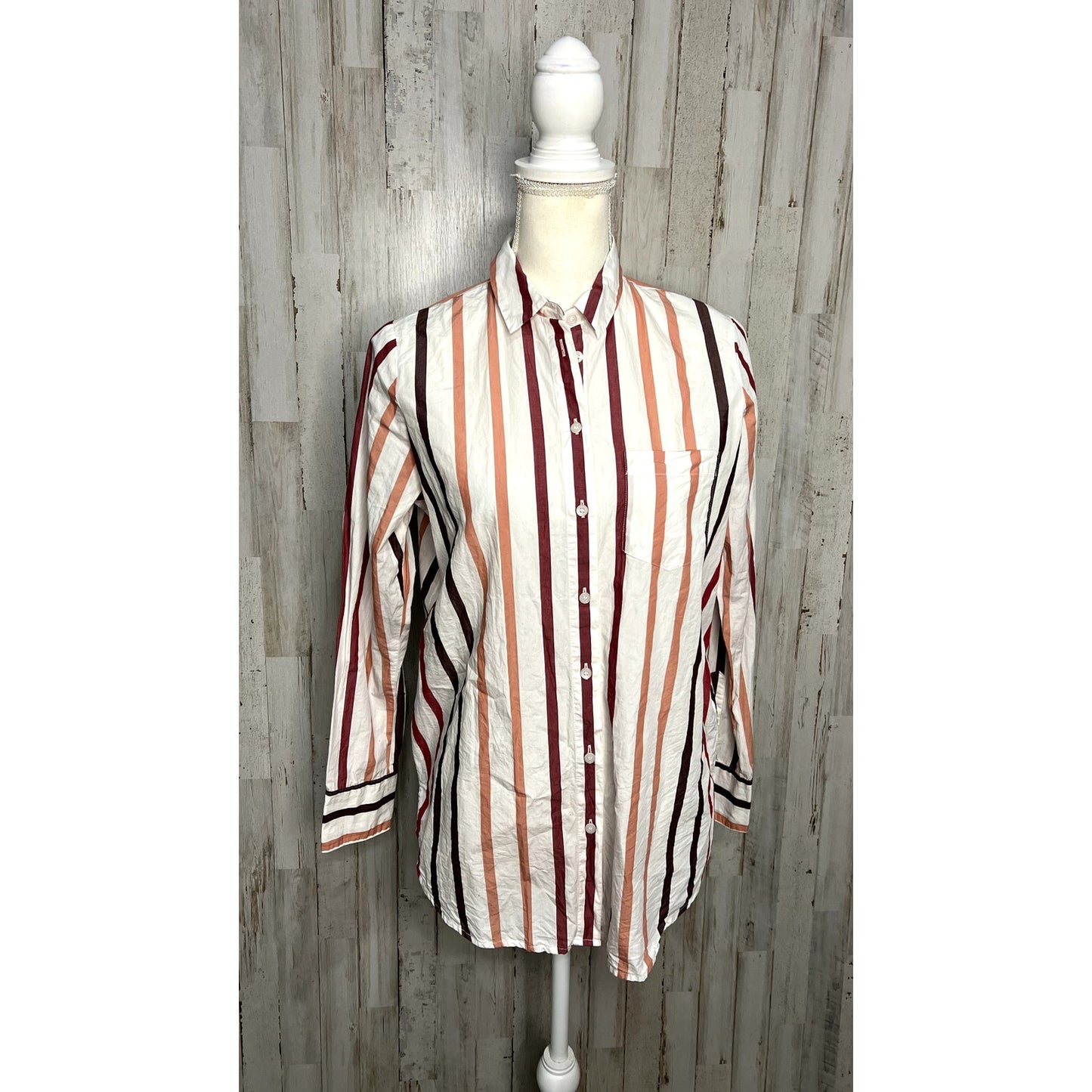 Madewell Women's XS Striped Button-Up Shirt Long Sleeve Casual Relaxed Fit