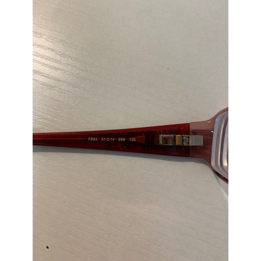 Fendi Eyeglass Frames Womens Red Rectangular FF Logo Temples