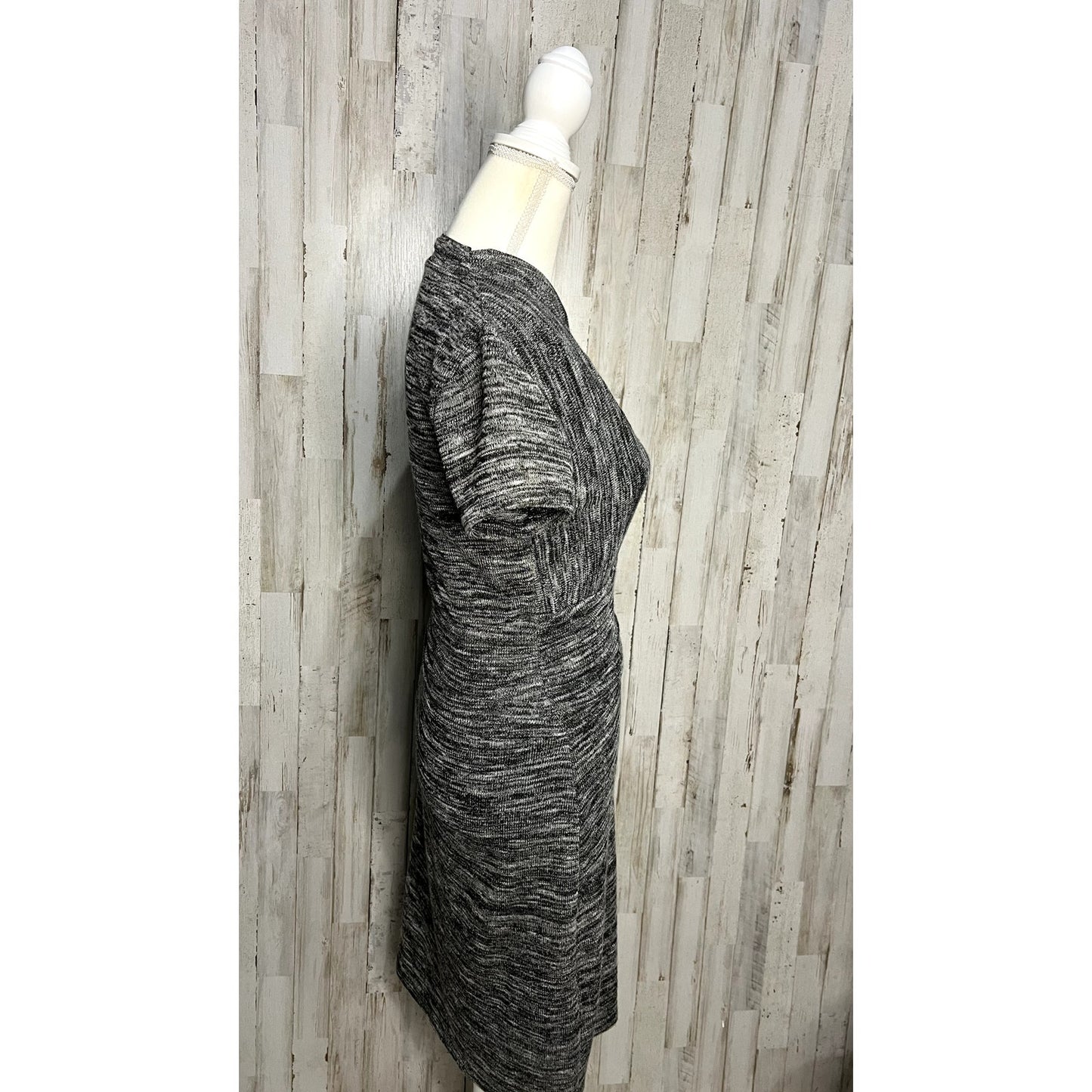 Maeve Women's Gray Cinched Surplice Faux Wrap Dress Size Small Knee Length