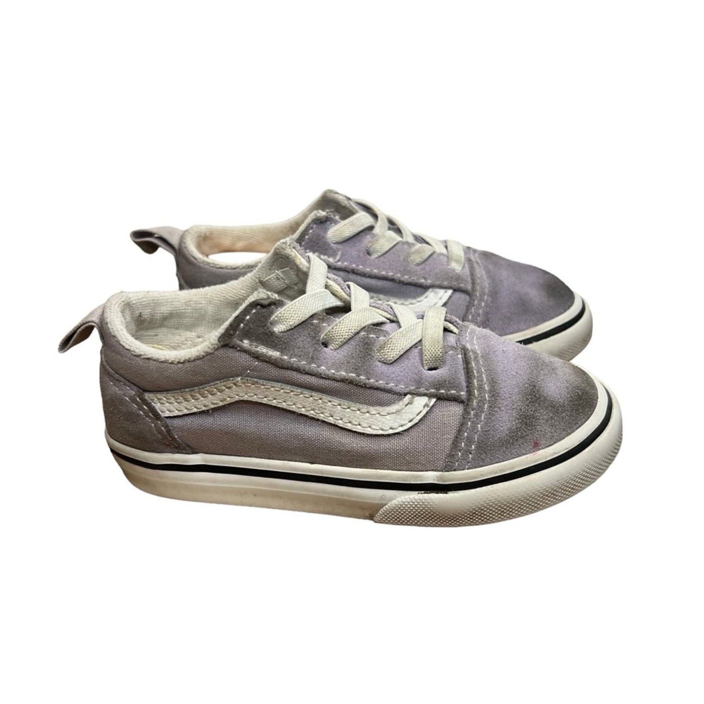 Vans Purple & White Toddler Old Skool Elastic Lace Shoe Size 9.0