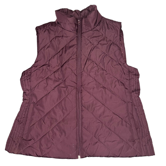 NY & Co Women's XL Burgundy Mock Neck Puffer Full-Zip Sleeveless Vest