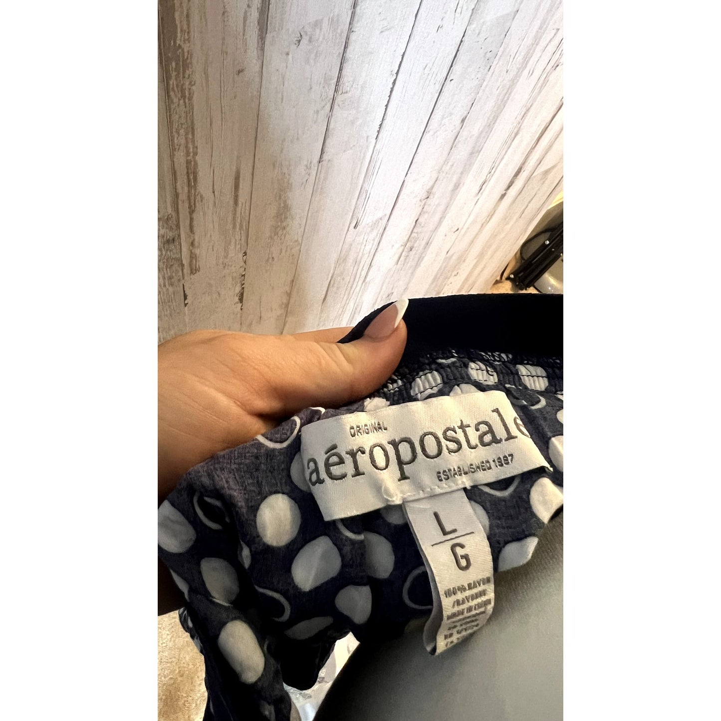 Vintage Y2k Aeropostale Women's Navy Blue Polka Dot Ruffle Skirt Size Large