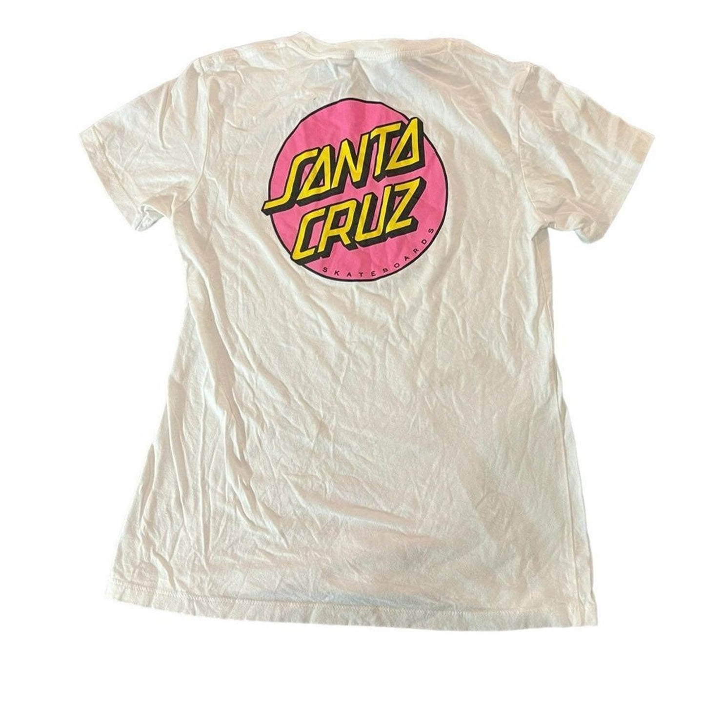 Santa Cruz T-Shirt Womens Medium White Classic Dot Graphic Logo Skate Crewneck