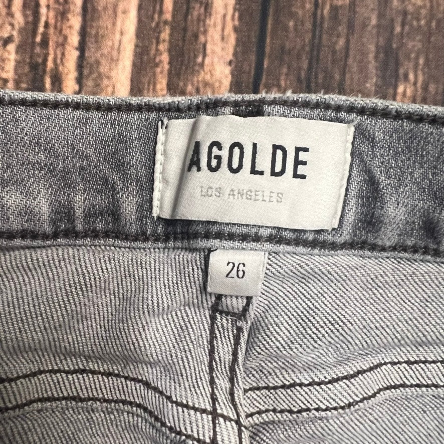 Agolde Nico High Rise Slim Fit Jeans Women's Size 26 Gray Distressed