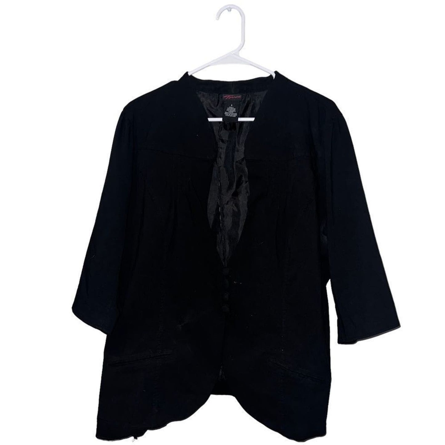 Torrid Women's Size 3 Black Open Front Blazer w/ Four Buttons & 3/4 Sleeves