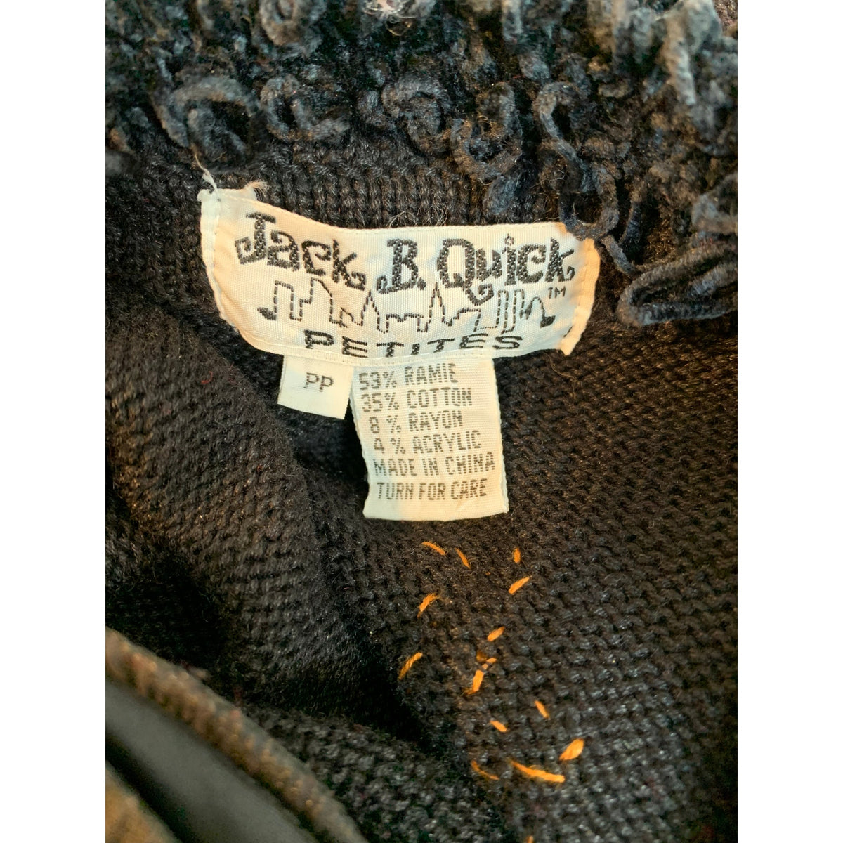 Jack B. Quick Cardigan Sweater Womens Petite Small Black Reindeer Christmas