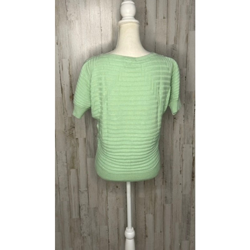 DKNY Women's XS Mint Green Geometric Short Sleeve Pullover Sweater