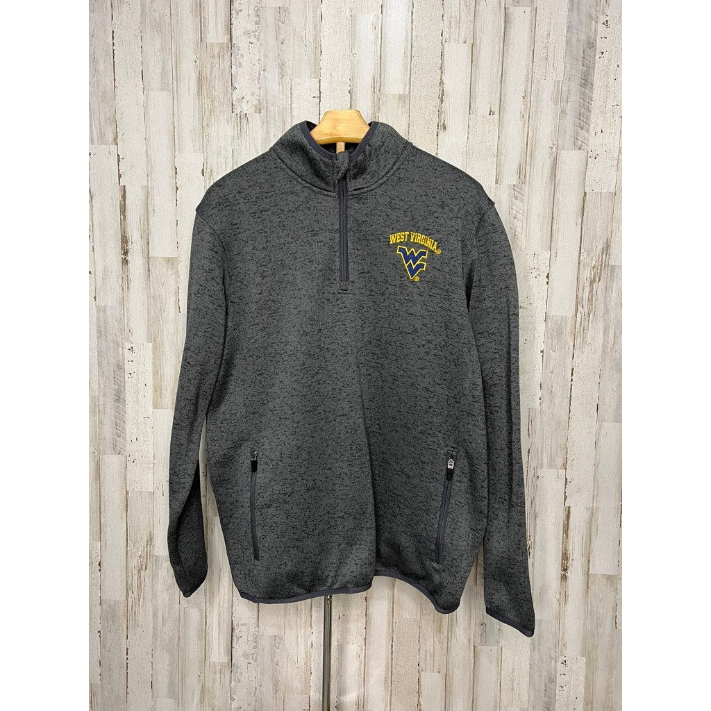 Russell West Virginia Mountaineers Men's Gray 1/4 Zip Pullover Size Large