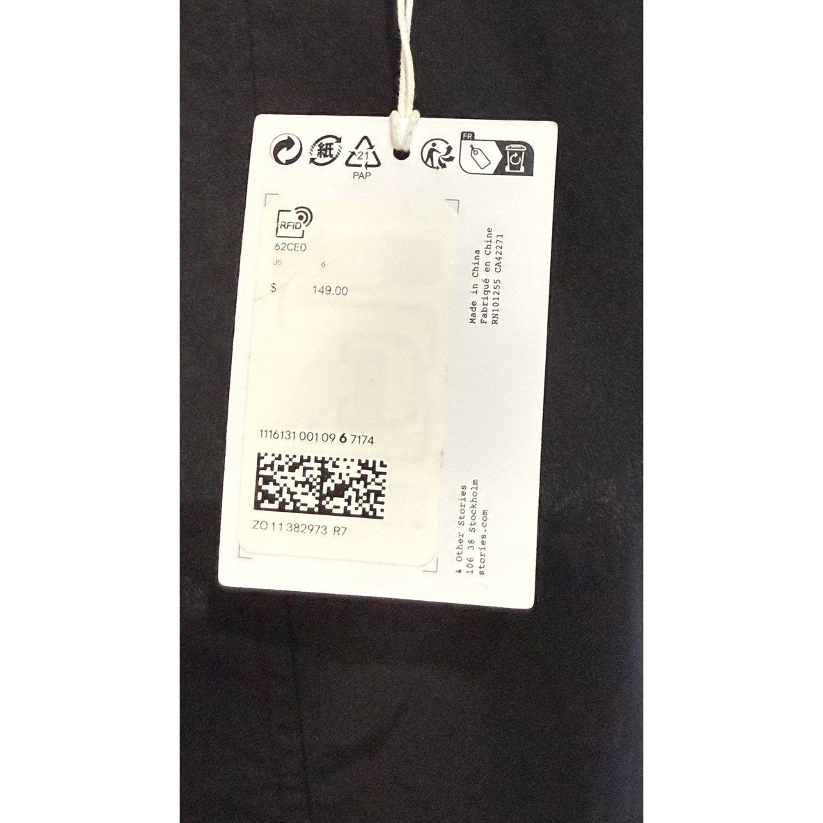 NWT Atelier & Other Stories Women's Black Trench Coat Size 6 Asymmetrical Zip