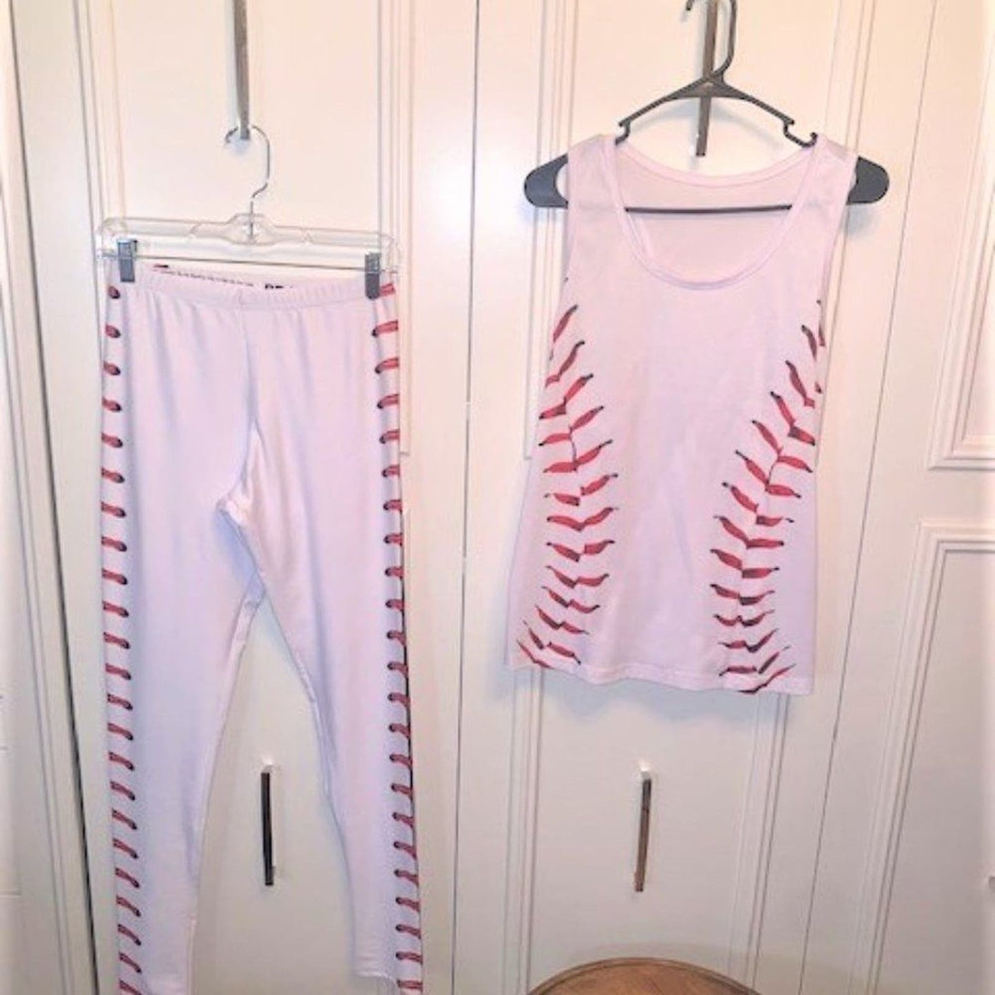 Set 2 Baseball stiches leggings/tank top NWOT