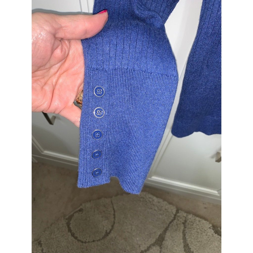 Talbots Women's XL Blue Ribbed Turtleneck Sweater Long Sleeve Casual