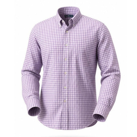 Ralph Lauren Button-Down Shirt Mens Size Large Purple White Gingham Check LS