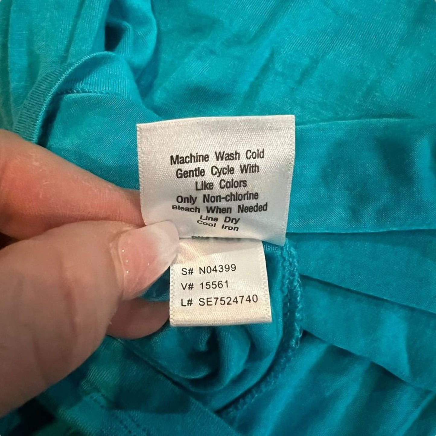 Norm Thompson Plus Size 1X Turquoise V-Neck 3/4 Sleeve Wrap Front Blouse