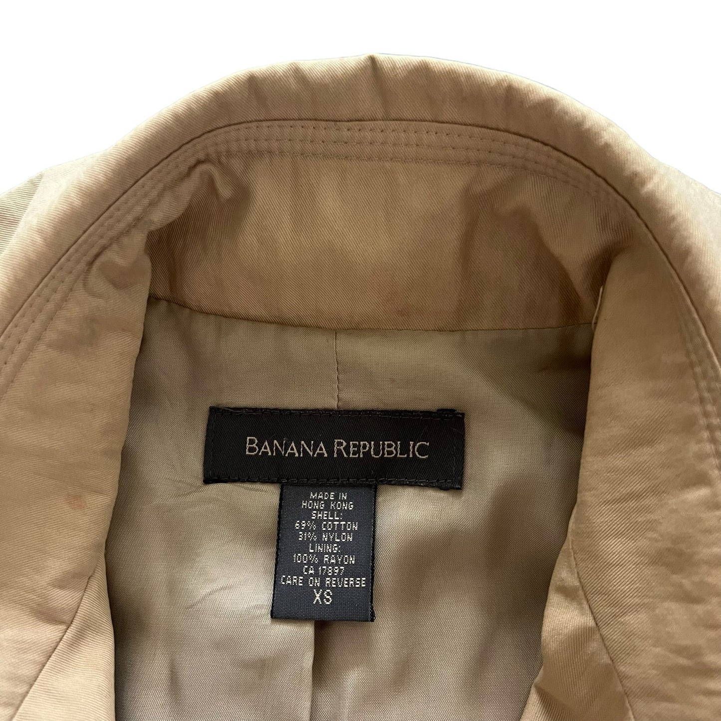 VINTAGE Banana Republic Women’s XS Beige Cotton Blend Button-Up Trench Coat