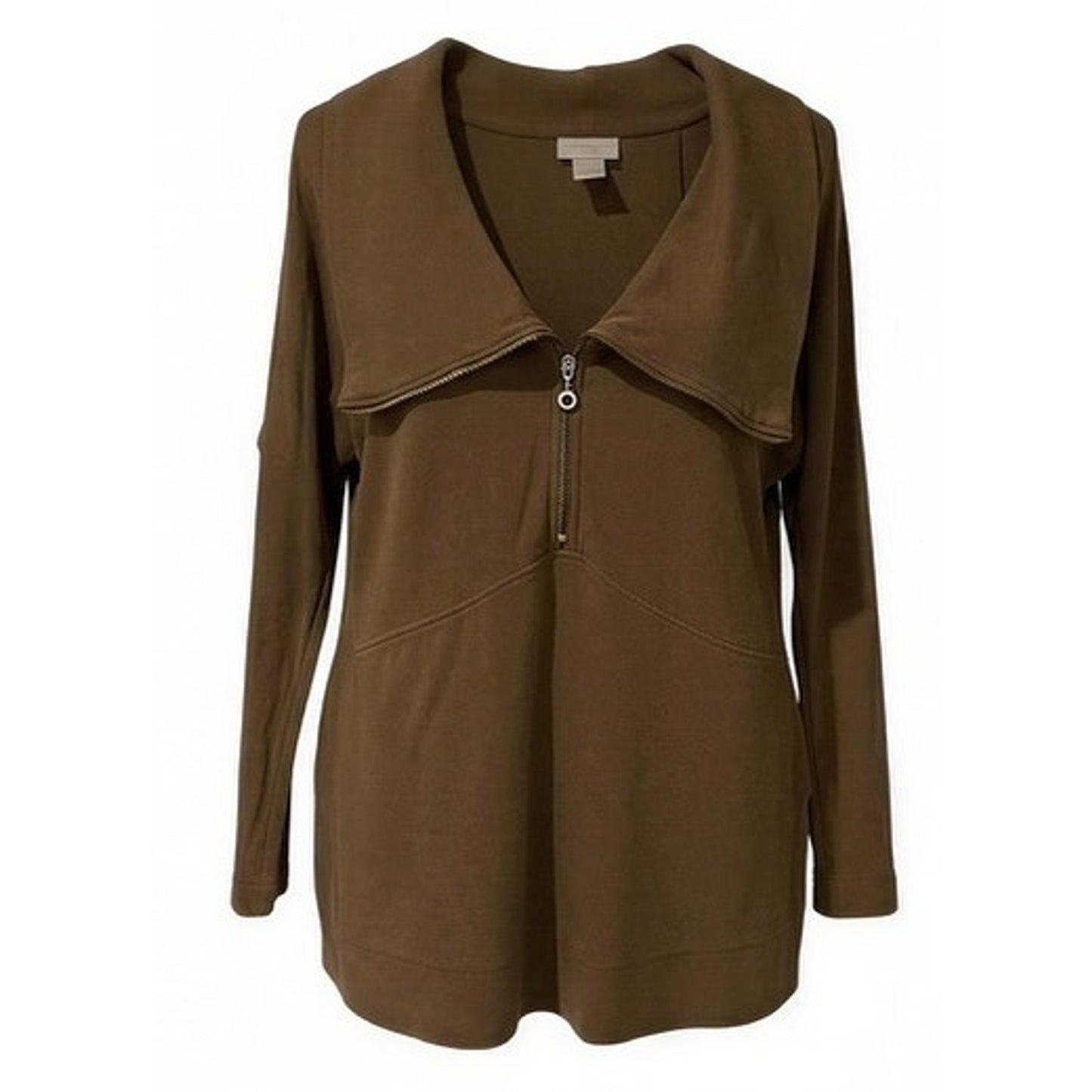 Soft Surroundings Tunic Pullover Sweatshirt Womens Small Brown Half Zip