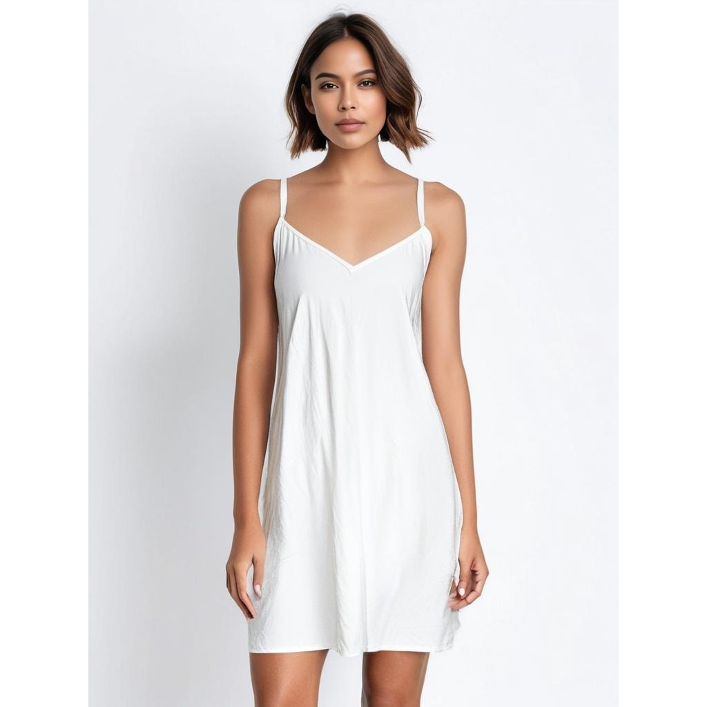 Anthropologie Women's Medium White Slip Dress Sleeveless Adjustable Straps