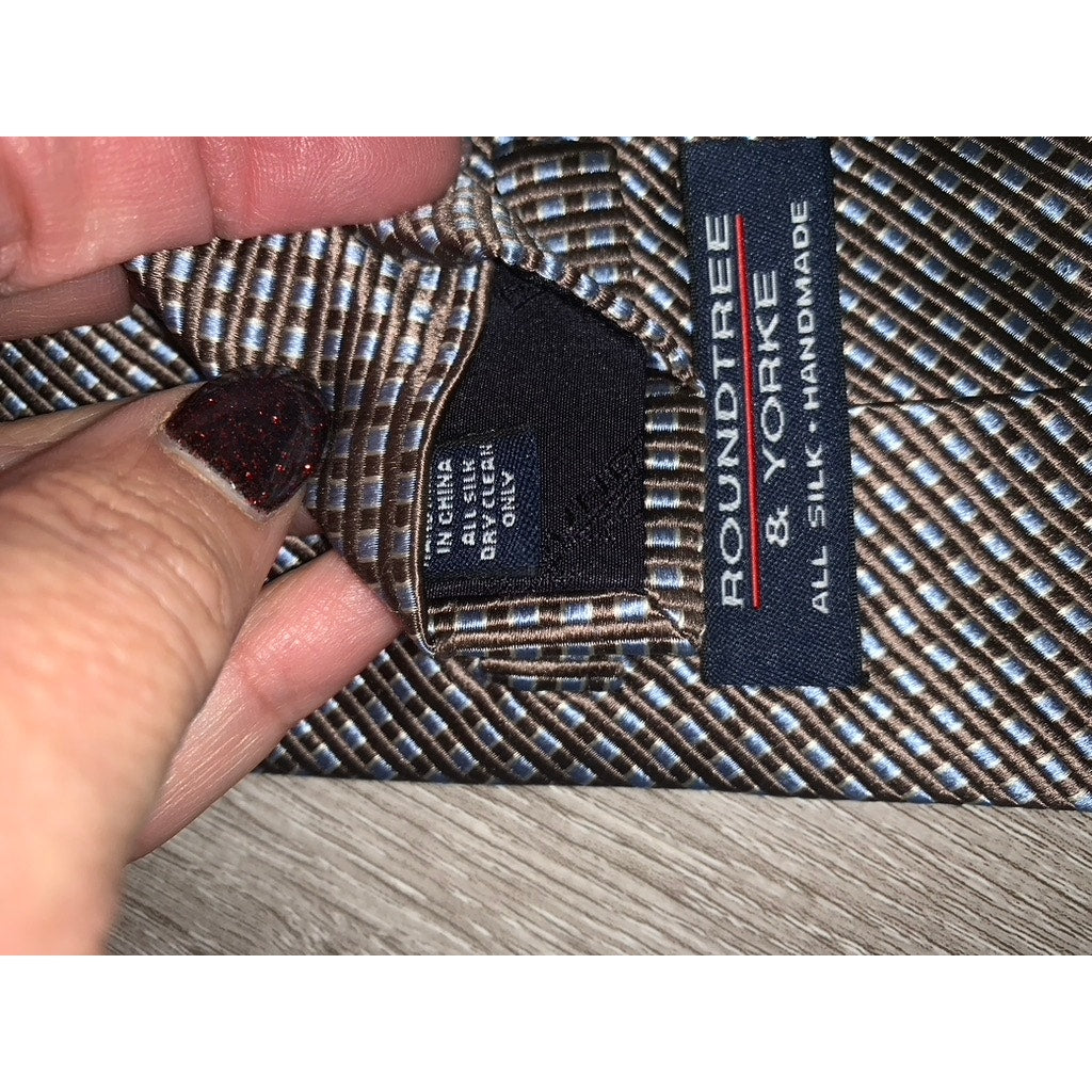 Roundtree and York Men's Silk Geometric Ties Set of 2 Classic Length
