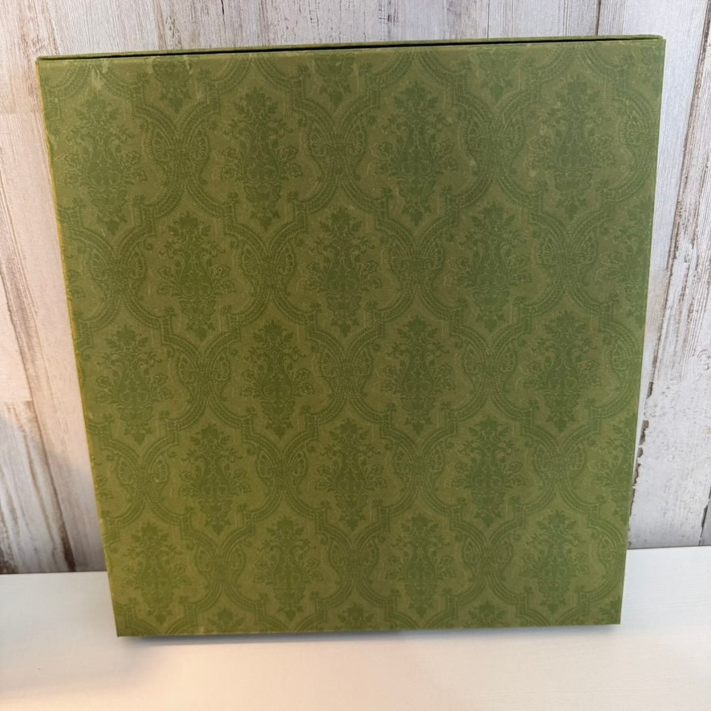 Gucci Gift Storage Box With Lid Green Damask Logo Large Square 13x12