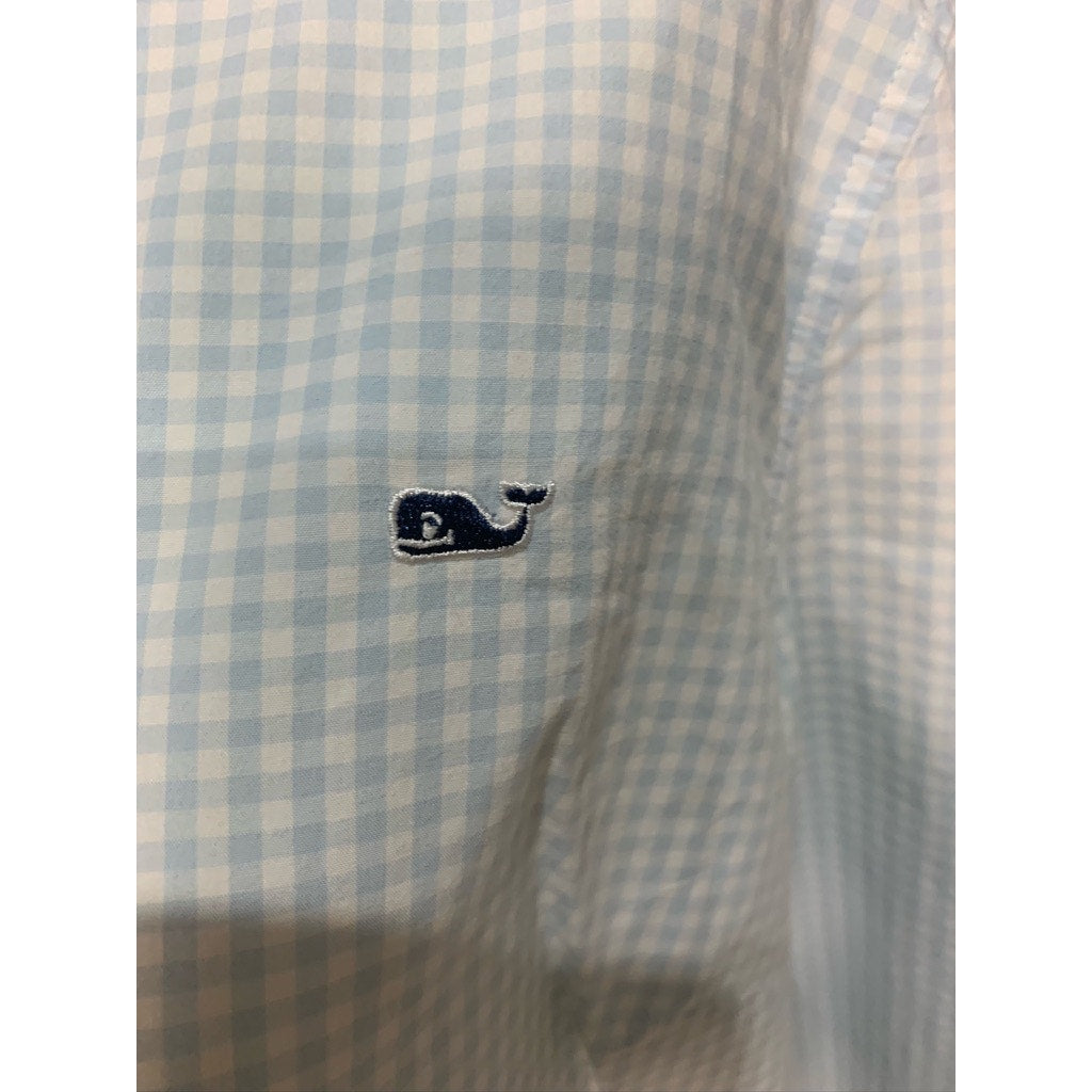 Vineyard Vines Women's Blue Check Button-Up Shirt Size 16 Long Sleeve