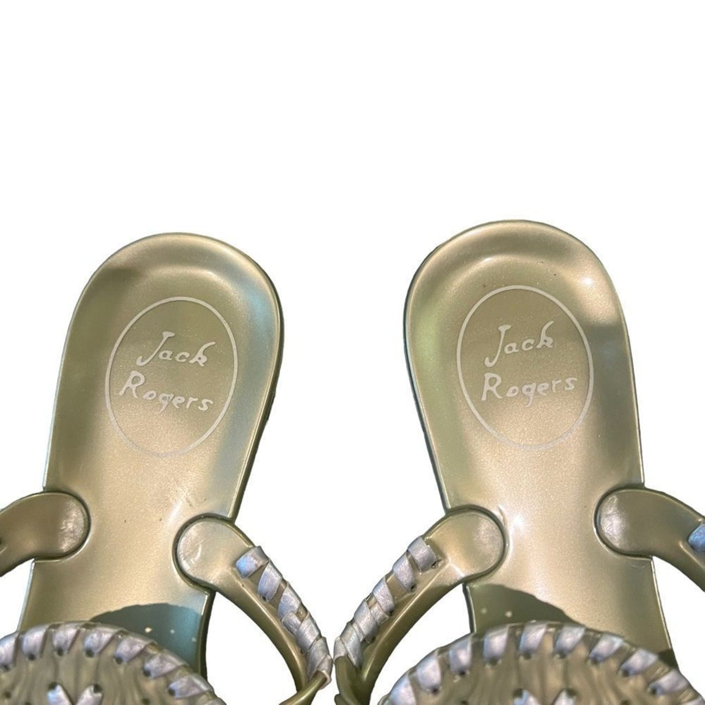 Jack Rogers Georgica Jelly Thong Sandals Womens Gold Medallion Size 6