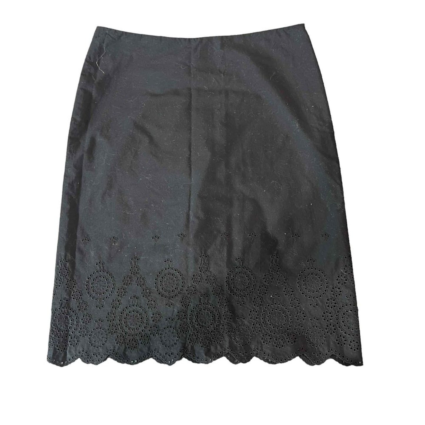 Banana Republic Skirt Womens Size 10 Black Eyelet Scallop Hem Knee Length
