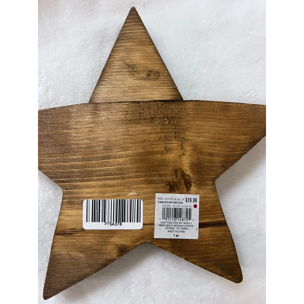 Rustic Wooden Star Decor Blue Patriotic Farmhouse 6" 4th of July Decor