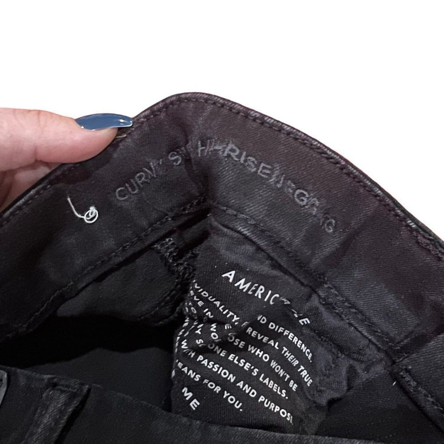 American Eagle "The Dream Jean" Curvy Super Hi- Rise Distressed Black Jegging 4