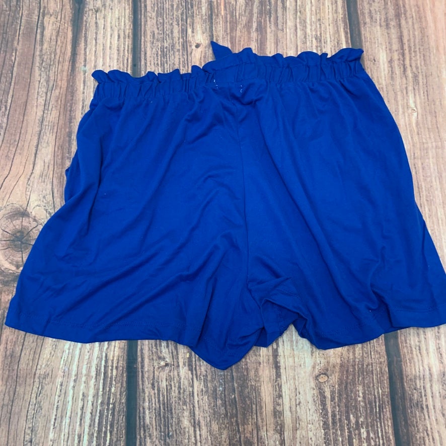 Jolie & Joy Blue Paperbag Waist Shorts Size 1X Tie Belt