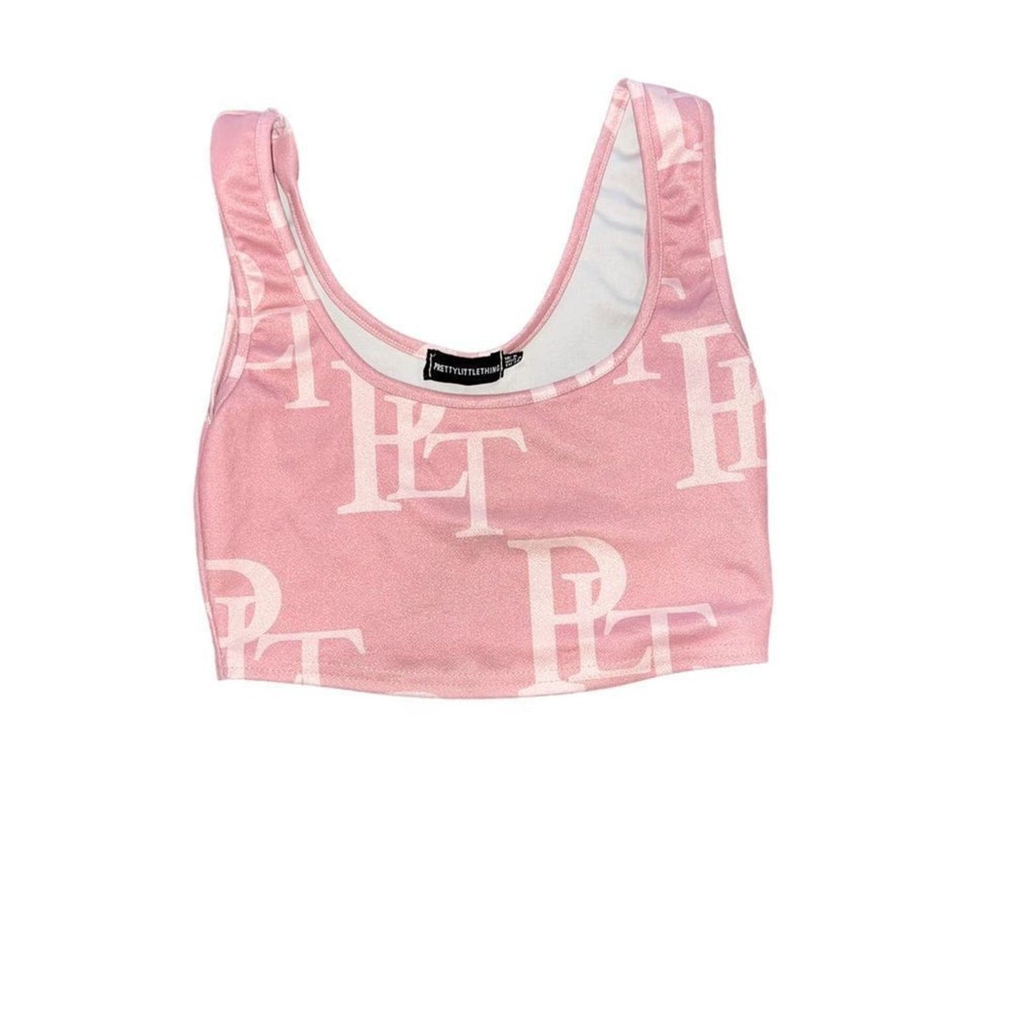 Pretty Little Thing | Pink Monogram Cropped Top Size 4