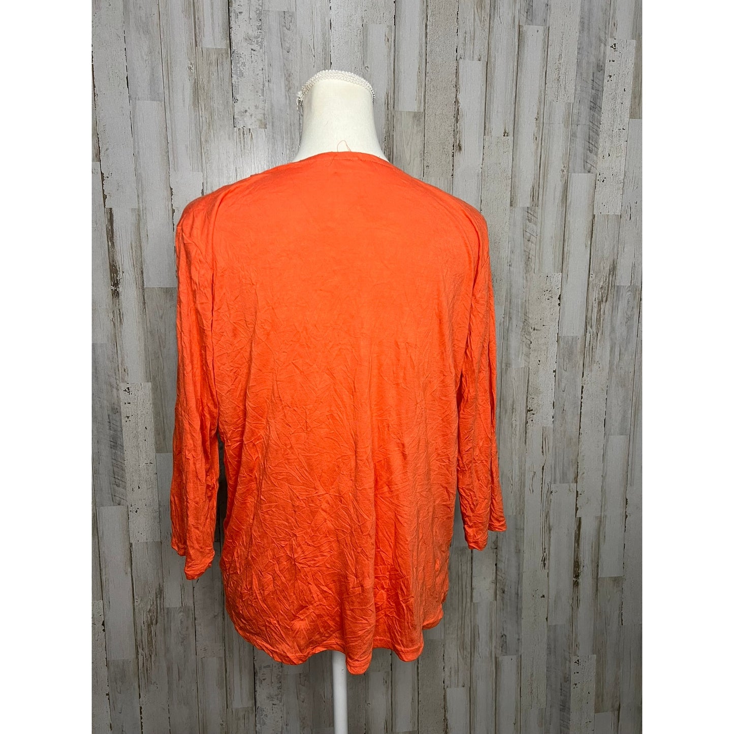 Lulu-B Women's Medium Orange 3/4 Sleeve Blouse Casual Top