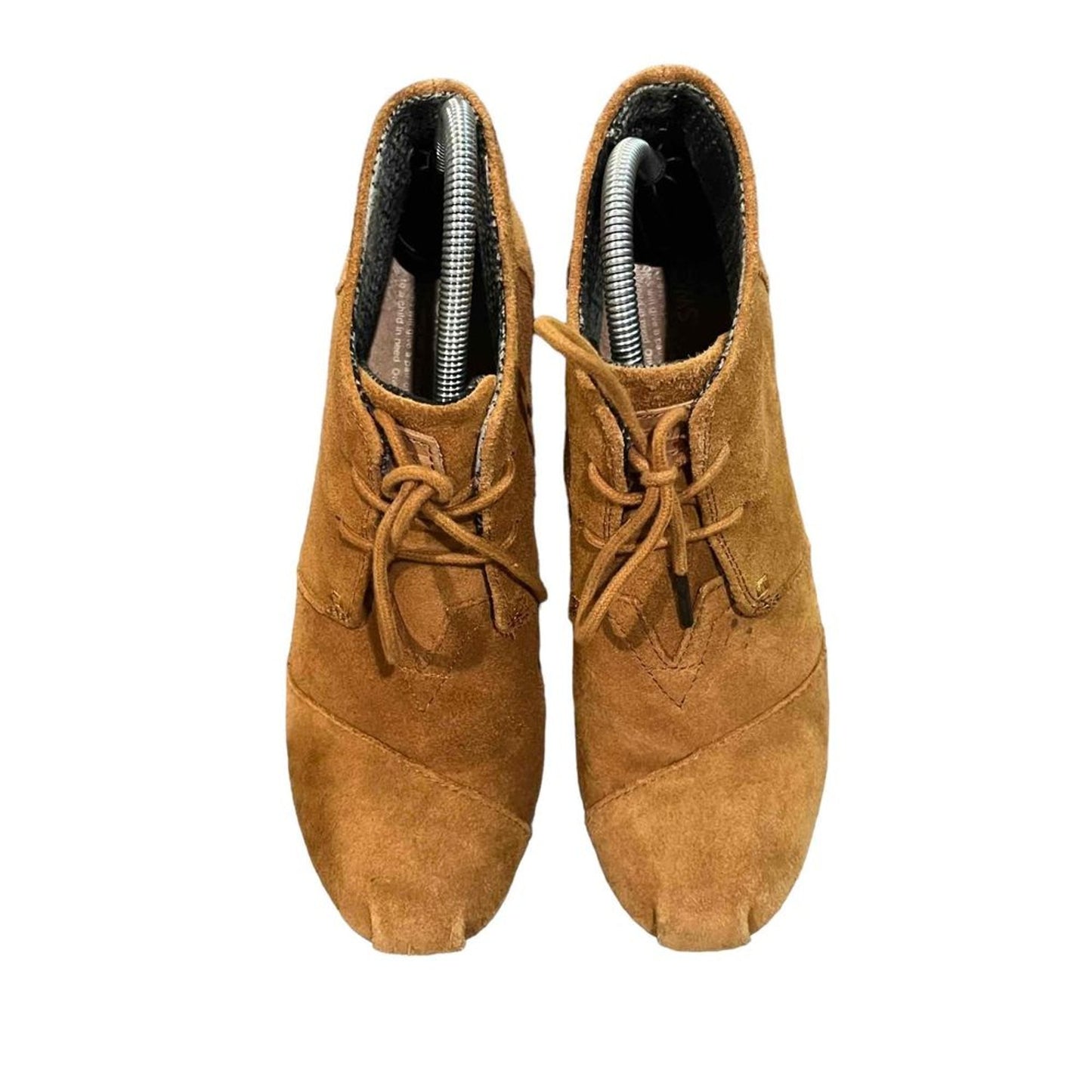TOMS Desert Wedge Lace-Up Ankle Booties Womens Size 10 Brown Hidden Wedge