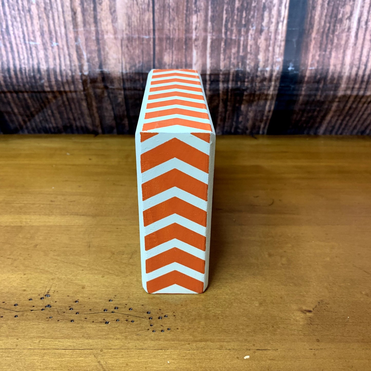 Kirkland Give Thanks Wood Block Sign Orange White Chevron