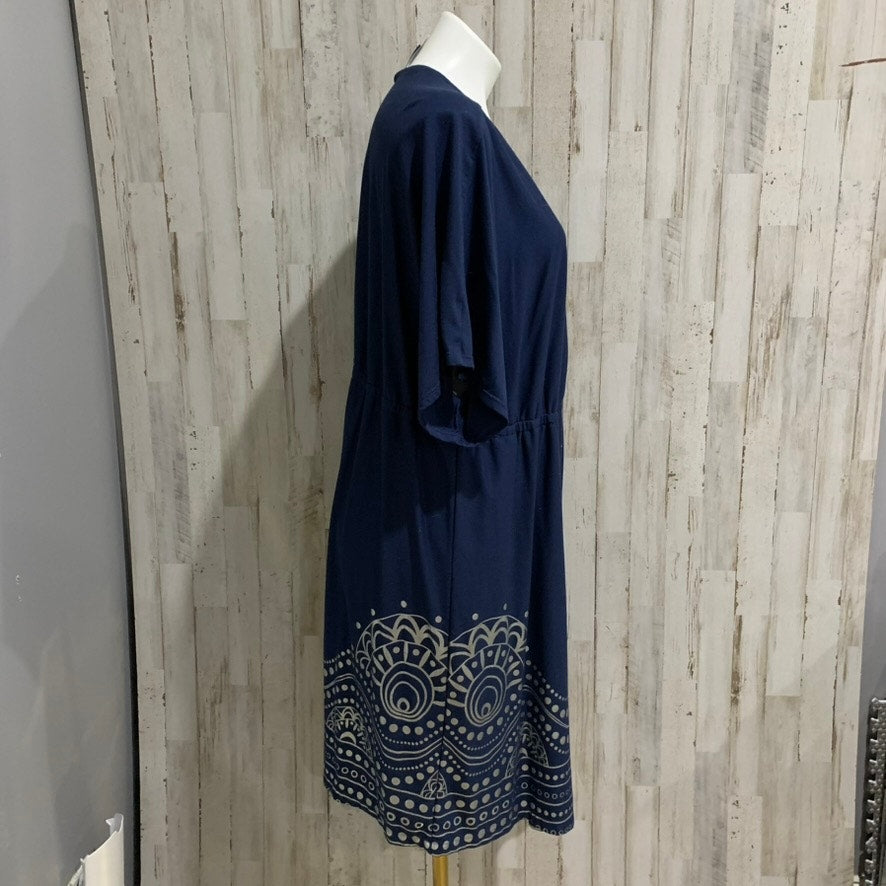 Swimsuits For All Cover Up Womens Medium Blue Geometric