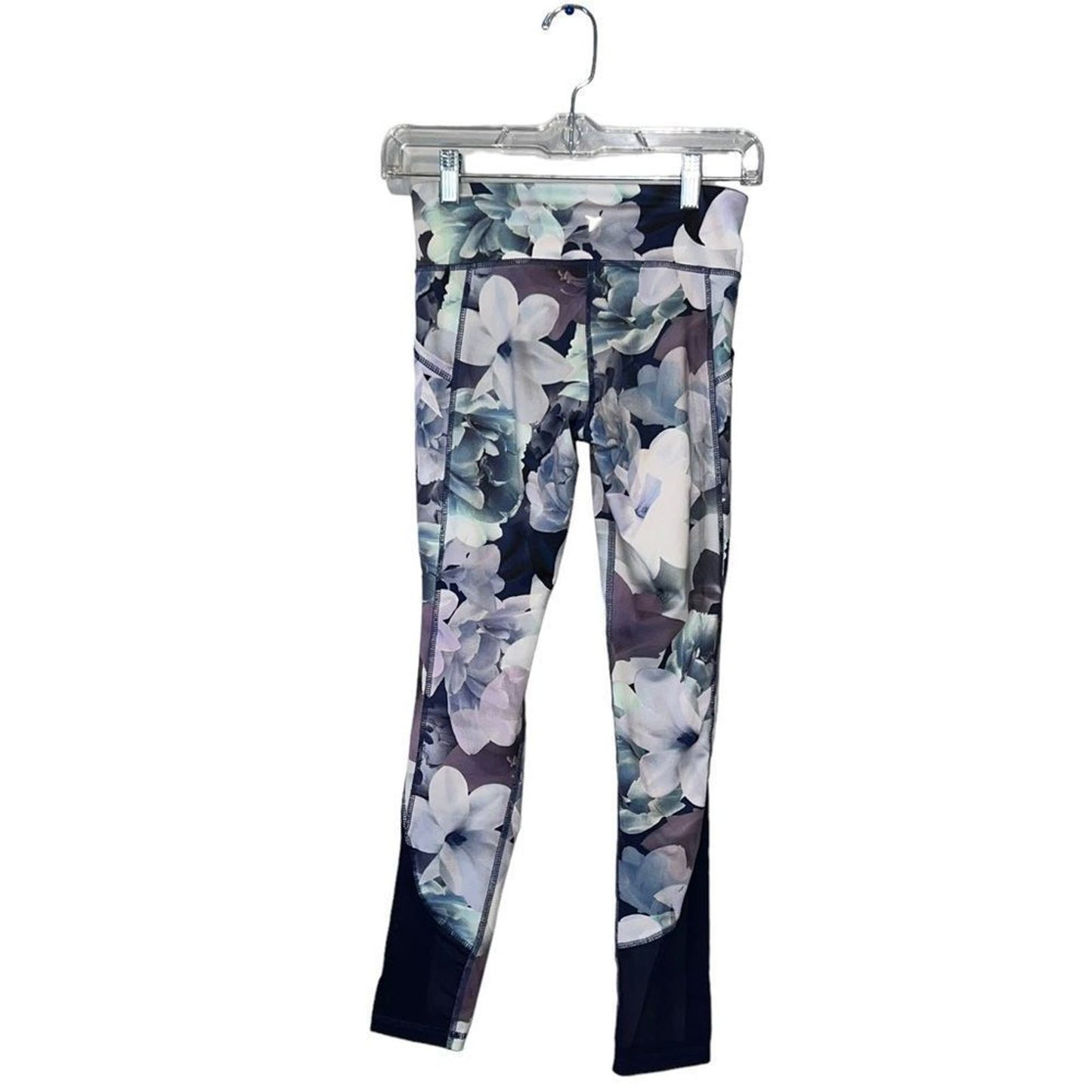 Old Navy purple active floral leggings sz 10-12 EUC