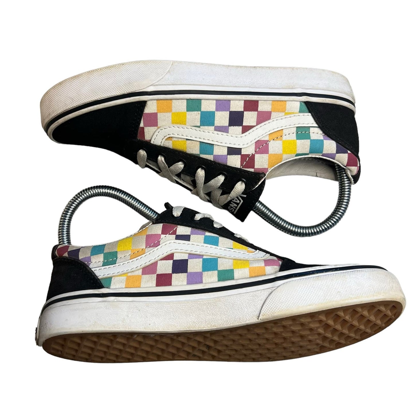 Vans Old Skool Rainbow Checkerboard Girl’s Missy 3 Sneakers Canvas Suede Low Top