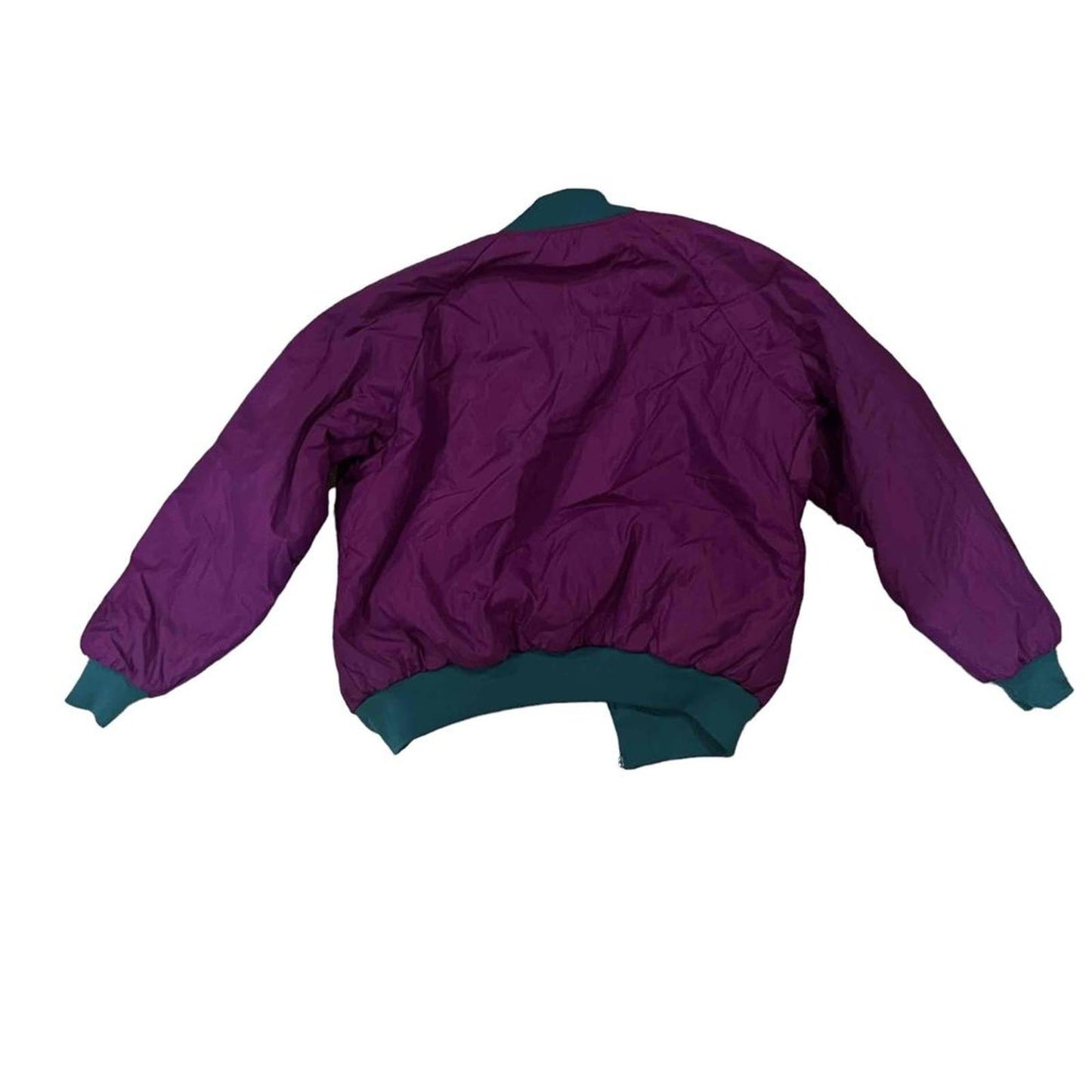 VINTAGE Columbia Women's Medium Purple/Teal Reversible Puffer Bomber Jacket