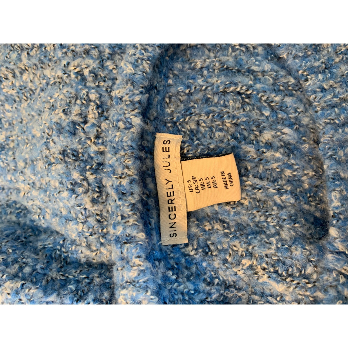 Sincerely Jules Sweater Womens Small Heathered Blue Textured Knit