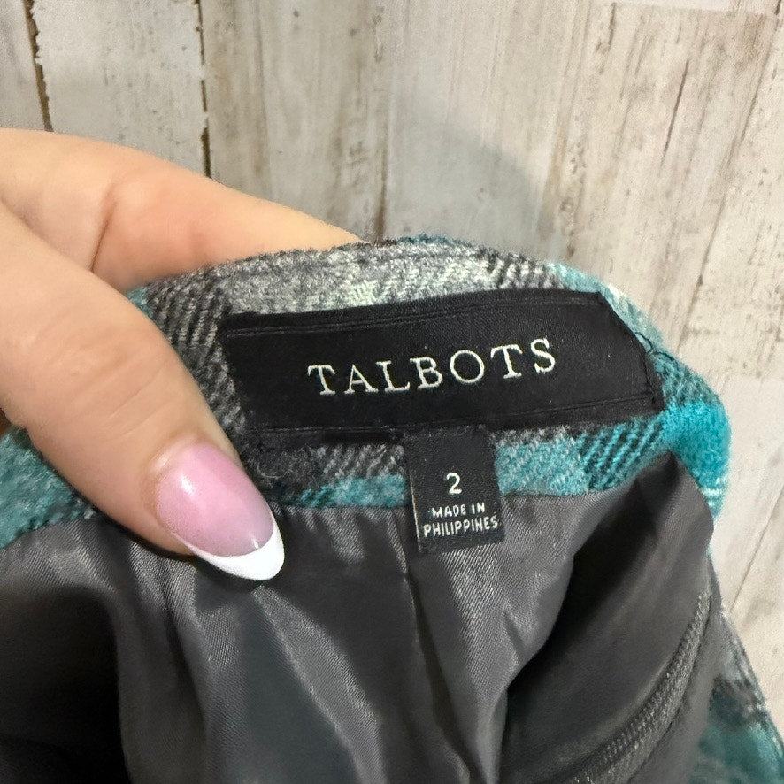 Talbots Women's Plaid Wool Blend Knee Length Skirt Size 2