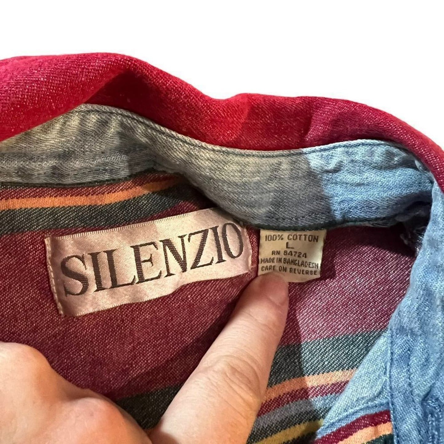 Silenzio 100% Cotton Striped Button Down Size Large