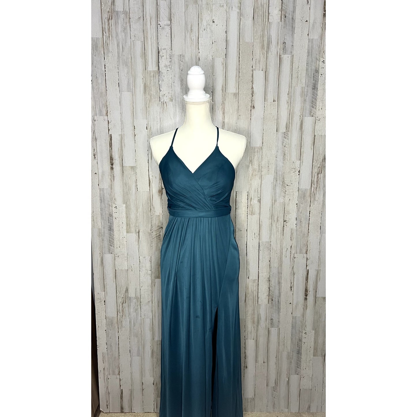 Azazie Kiri Bridesmaid Dress Ink Blue A-Line Princess Long Size A0