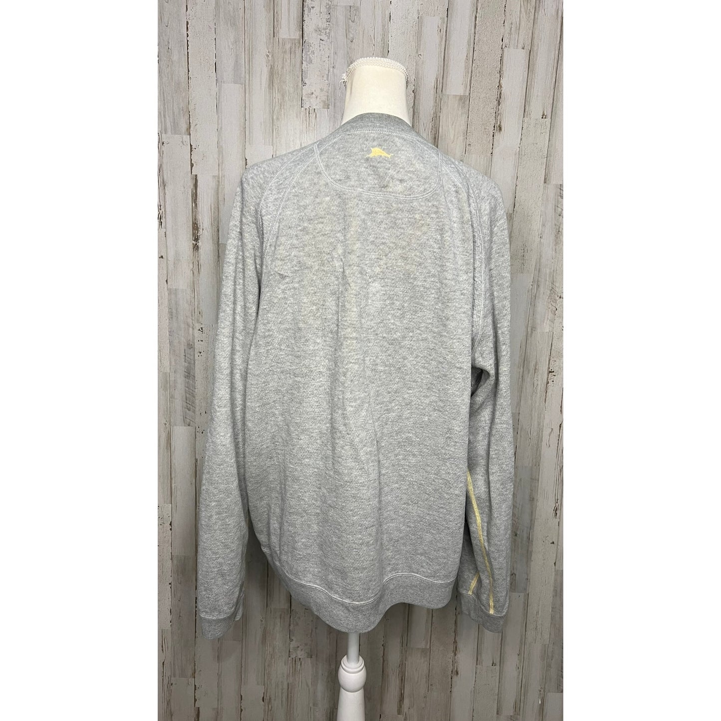 Tommy Bahama Men's Large Gray/Yellow Reversible Pullover Crewneck Sweater