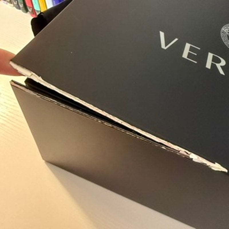 Versace Matte Black Magnetic Gift Storage Box Silver Medusa Log DAMAGED