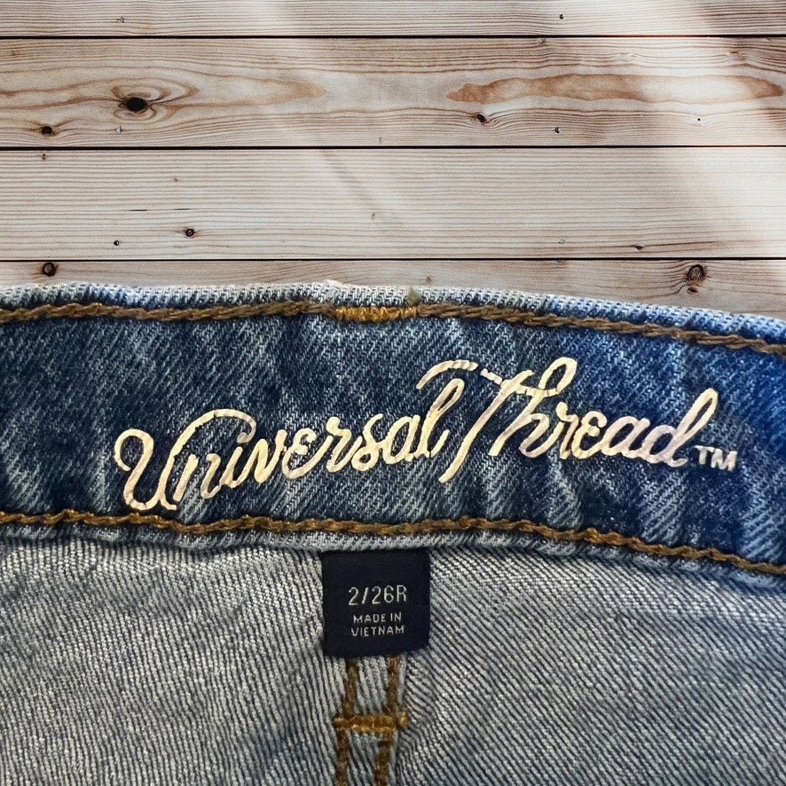 Universal Thread Women's Size 2 Distressed Blue Vintage Straight Jeans