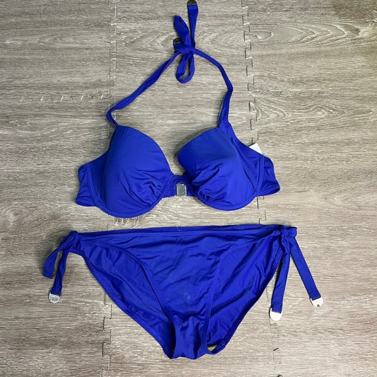 Calvin Klein Women's Halter Bikini Set Blue Size Large C Cup