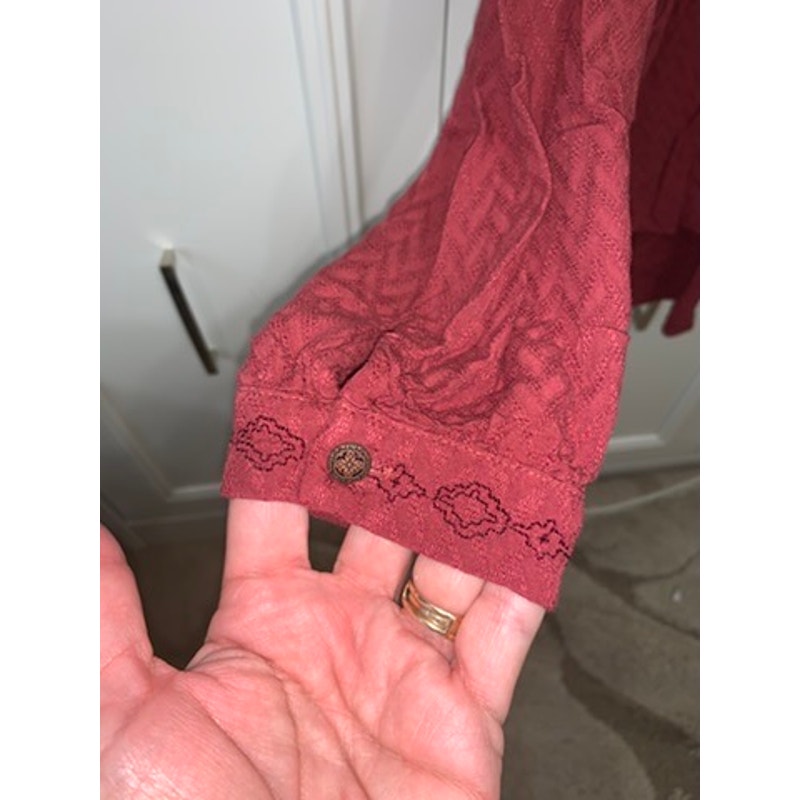Ariat Women's Long Sleeve Blouse Red Size Large Round Neck