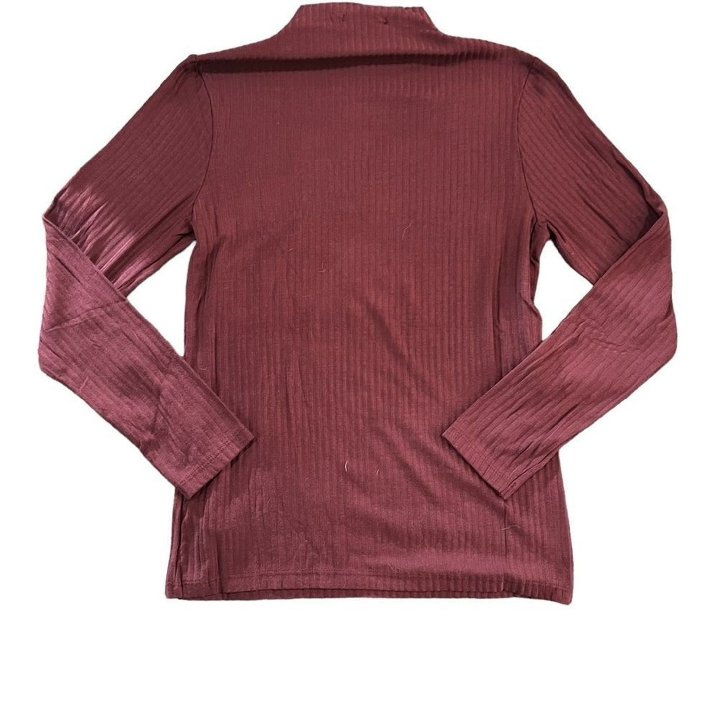 NWT Christian Siriano New York Top Womens Medium Burgundy Ribbed Mock Neck Slim