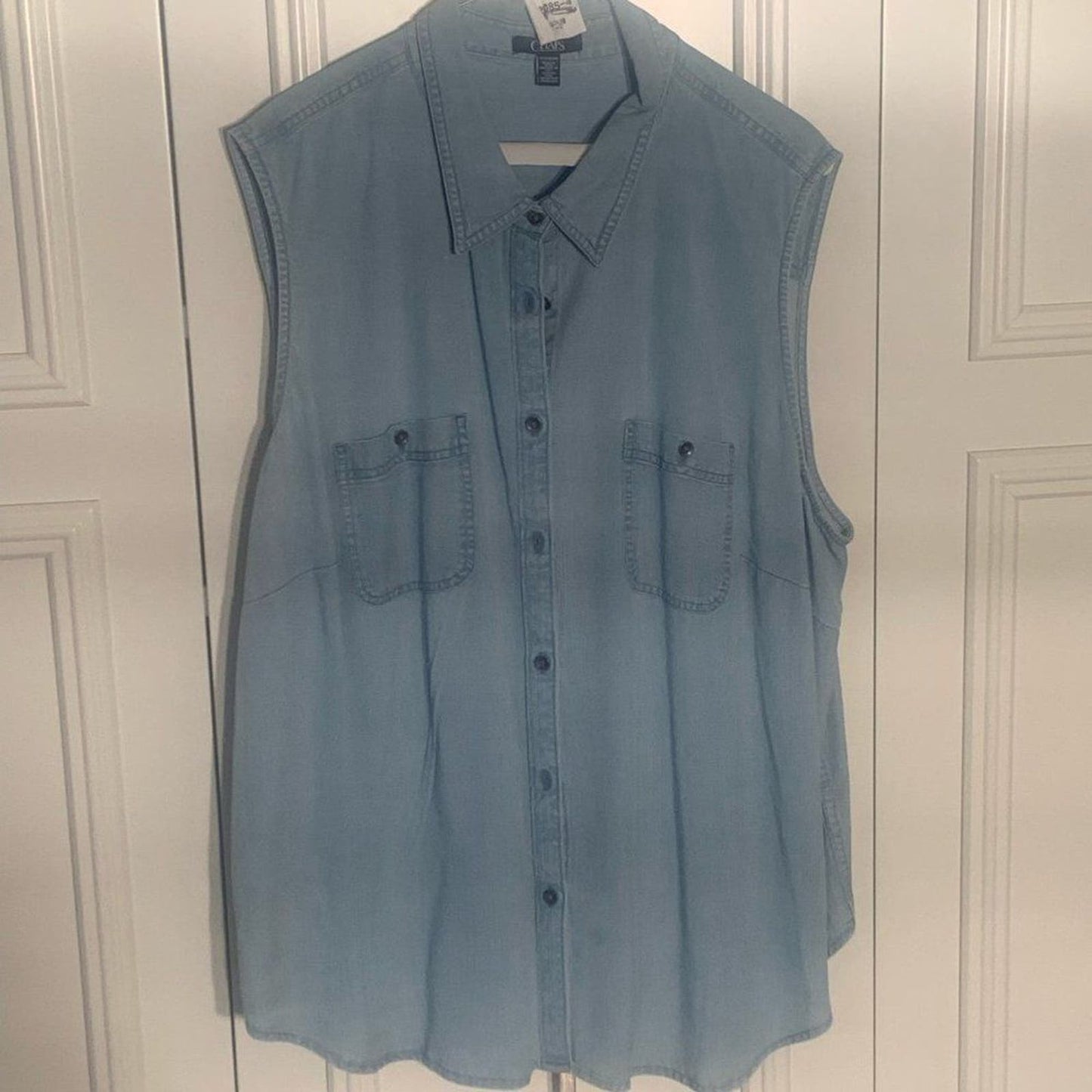 Plus Size Chaps Sleeveless Chambray Shirt