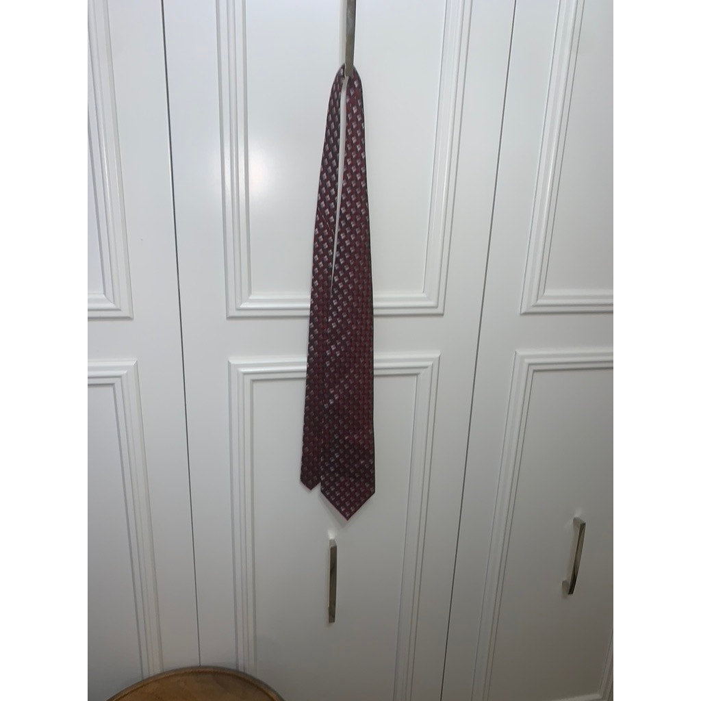 Insignia by Martin Wong Men's Red Geometric Silk Tie Classic Length
