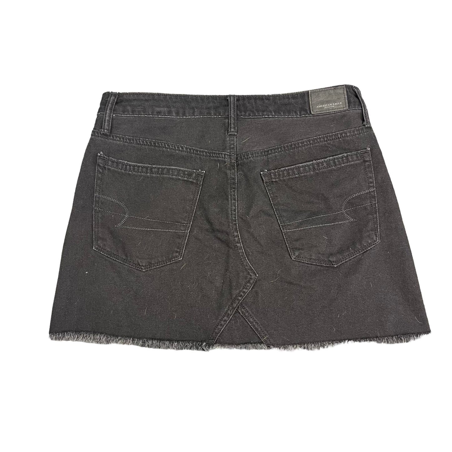 American Eagle Women's Size 6 Black Distressed Stretch Denim A-Line Mini Skirt