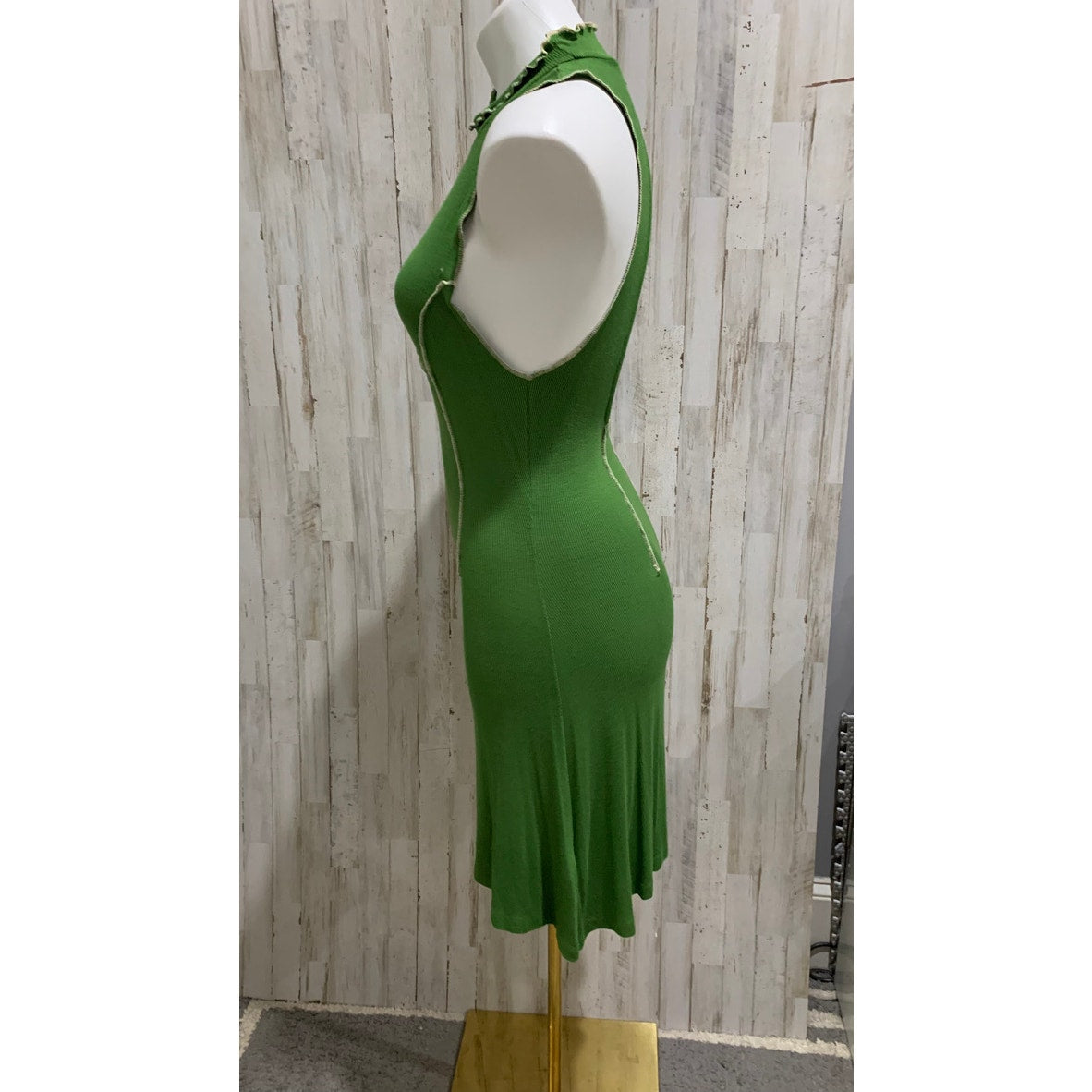 Urban Outfitters Deja Mini Dress Womens Large Green Ribbed